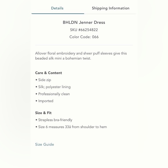 NWT_BHLDN Jenner Dress Anthropologie - Picture 7 of 8